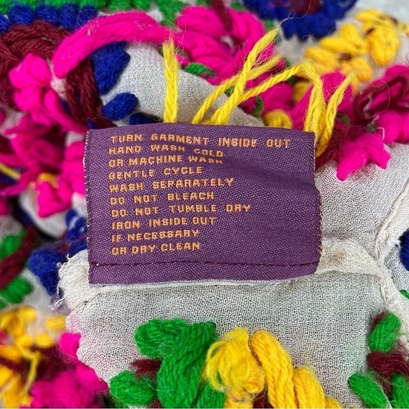 Sweet Sinammon Multicolor Floral Paisley Yarn Embroidered Blouse Top Small - Picture 7 of 11